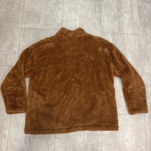 Lands End Womens Brown Quarter Zip Teddy Bear Fleece Jacket XL SOFT Pockets - Picture 5 of 10